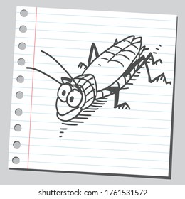 Funny cartoon cockroach character design.