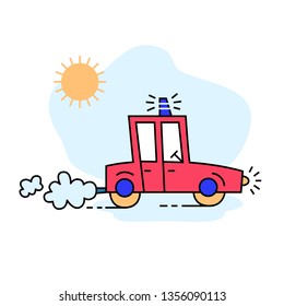 Funny cartoon colorful car