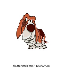 funny cartoon colorful dog with emotions