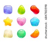 Funny cartoon colorful jelly candies set. Vector sweet icons for game or web design. Isolated on white background.