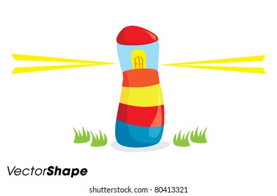 Funny cartoon colorful lighthouse vector illustration