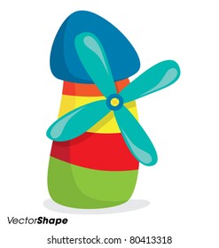 Funny cartoon colorful windmill vector illustration