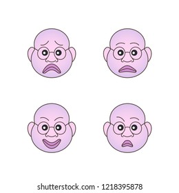 Funny cartoon comic faces on white background. Vector illustration. EPS10