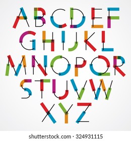 Funny cartoon constructive vector colorful font.