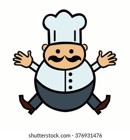 funny cartoon cook with a mustache - vector illustration