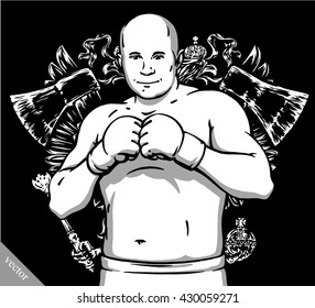 funny cartoon cool mixed martial arts fighter vector illustration
