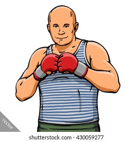 funny cartoon cool mixed martial arts fighter vector illustration