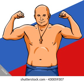 funny cartoon cool mixed martial arts fighter vector illustration