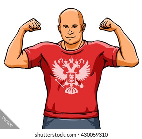 funny cartoon cool mixed martial arts fighter vector illustration