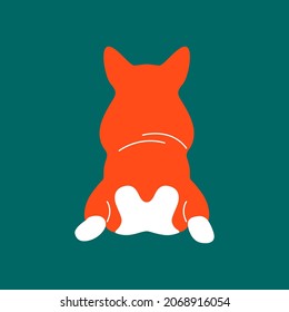 Funny cartoon corgi dog. Abstract cute welsh corgi, sitting lying puppy. Vector isolated illustration