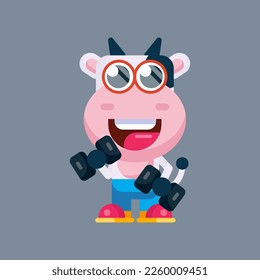 Funny cartoon cow flat design illustration