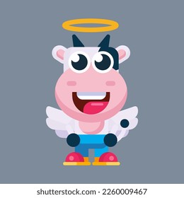 Funny cartoon cow flat design illustration