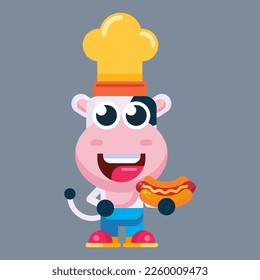 Funny cartoon cow flat design illustration