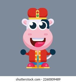 Funny cartoon cow flat design illustration