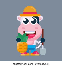 Funny cartoon cow flat design illustration