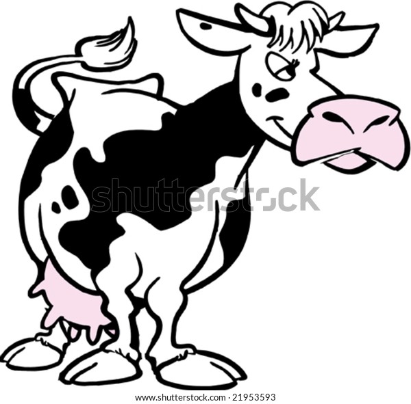 Funny Cartoon Cow Standing Chewing Stock Vector (Royalty Free) 21953593