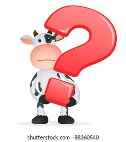 funny cartoon cow in various poses