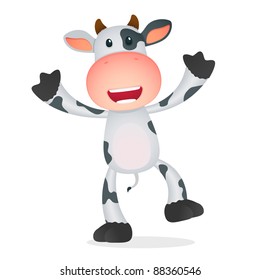 funny cartoon cow in various poses