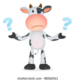 funny cartoon cow in various poses