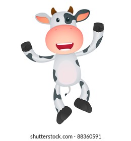 funny cartoon cow in various poses