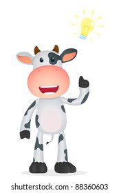 funny cartoon cow in various poses