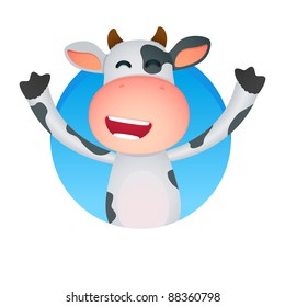 funny cartoon cow in various poses