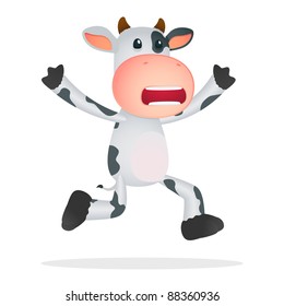 funny cartoon cow in various poses