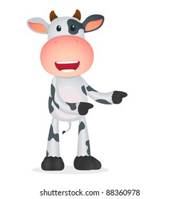 funny cartoon cow in various poses