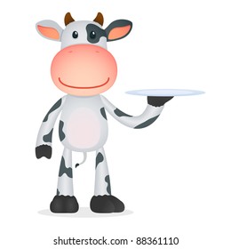 funny cartoon cow in various poses