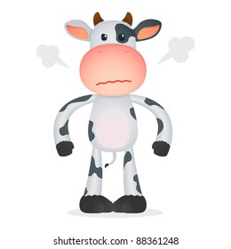 funny cartoon cow in various poses