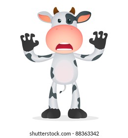 funny cartoon cow in various poses