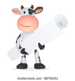 funny cartoon cow in various poses