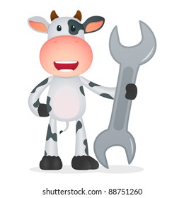 funny cartoon cow in various poses