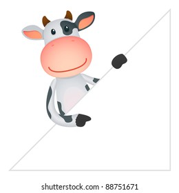 funny cartoon cow in various poses