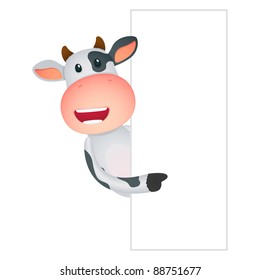 funny cartoon cow in various poses