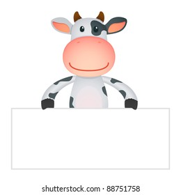 funny cartoon cow in various poses