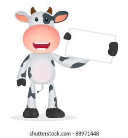 funny cartoon cow in various poses