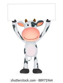 funny cartoon cow in various poses