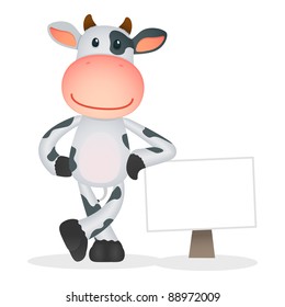 funny cartoon cow in various poses