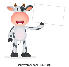 funny cartoon cow in various poses