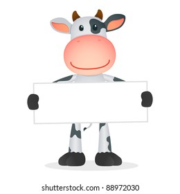 funny cartoon cow in various poses