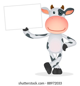 funny cartoon cow in various poses