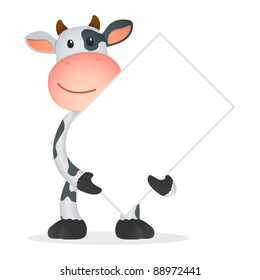 funny cartoon cow in various poses