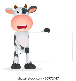 funny cartoon cow in various poses