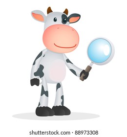 funny cartoon cow in various poses