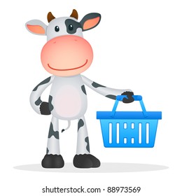 funny cartoon cow in various poses