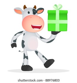 funny cartoon cow in various poses