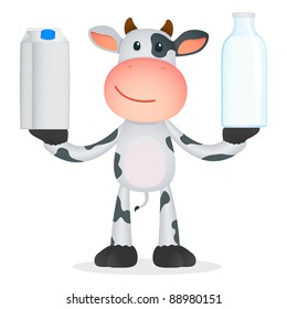 funny cartoon cow in various poses