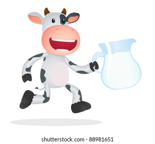 funny cartoon cow in various poses