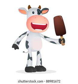 funny cartoon cow in various poses